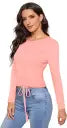 Solid Women Round Neck Polyester Multicolor T-Shirt